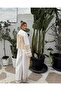 Premium Design Guipure Pearl Embroidered Lace Linen Shirt Loose Wide Leg Pants Set - 4