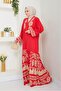 Alyes Half Button Viscose Dress 1503 - Burgundy - 4