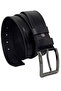 Black Genuine Leather Patterned Double Stitched 4 cm Sports Jeans Belt - 400-28-22Y