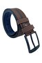 Brown Faux Leather Yellow Stitched Middle Model 4.5 cm Unisex Sports Belt - 4509-10 - 5