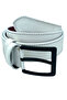 White Faux Leather Double Stitched Vein Patterned Model 4 cm Sports Belt - 9016-11 - 3