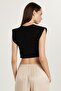 Women's Slim Fit Slim Fit Zero Sleeve Crew Neck Black Blouse - 5