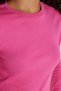 Women's Slim Fit Cotton Long Sleeve Plain Crew Neck Fuchsia Blouse - 3