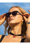Square Design Black Frame Stylish Handle Detailed Black Gradient Glass Unisex Sunglasses Ce Certificated - 4