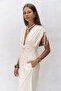 Manarola Gathered Detail Beige Long Dress - 4