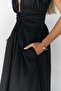 Manarola Gather Detail Black Long Dress - 8