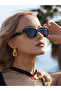 Geometric Design Black Bone Frame Black Glass Women Sunglasses Ce Certificated Uv400 Protection - 4