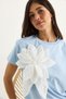 Women's Baby Blue Floral Accessory Short Sleeve Cotton T-Shirt 60602040 - 5