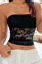 Women's Lace Detail Crop Bustier Blouse Strapless