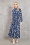 Patterned Viscose Dress Dark Blue - 3