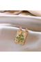 Bamboo Leaf and Flower Pattern Rectangular Earrings