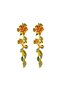 Orange Green Floral Branch Earrings - 4