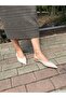 Jessica Pointed Toe Rubber Detailed Beige Patterned Patent Leather Women's Ballerinas - 2