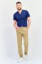 Men Regular Fit Textured Straight Leg Pants, Beige - 4