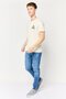 Men Crew Neck Short Sleeve Graphic Print T-shirt, Beige - 2