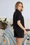Women's Dublin Fabric Rhodope Shirt Collar Black Color Shorts Set - 5400 - 3