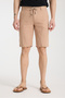 Dark Beige 100% Linen Shorts with Elastic Waist