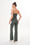 Khaki Green Women's Grass Striped Bottom Top Set - 8