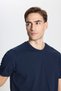 Cotton Slim Fit Slim Fit Crew Neck Navy Blue T-Shirt - 2