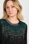 Women's Stone Detailed Patterned Long Sleeve Mother Blouse with Slits on the Sides 5741 Black - 3