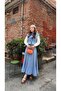 Denim Belt Detailed Vest Dress Suit Light Blue - 2