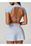 Womens Crop Top Shirt Short Sleeves - 2