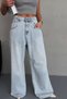 Women's High Waist Wide Baggy Leg Jean Jeans Pants Ice Blue - 3