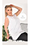 Fashion Pollux Front Stone Detailed Crew Neck Zero Sleeve Undershirt / Blouse - 2
