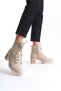 Lena Lace-Up Zippered Orthopedic Sole Heeled Women's Boots - Suede Skin - 2