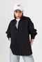 Μαύρο Oversize Basic Μακρύ Πουκάμισο 4664A