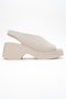 Roy Ecru Skin Genuine Leather Women's Wedge Heeled Sandals - 6