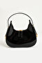 Women's Patent Leather Baguette Cherry Bag Zipper Closure Cherry Bag Special Strap Detailed Handle Bag - 2