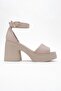MARGOT Stone Leather Genuine Leather Women's Platform Heeled Sandals - 6