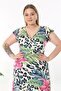Women's Pink Blue Tropical Leopard Print Ruffle Sleeve Double Breasted Collar Plus Size Maxi Dress - 6