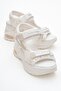 Arthur White-White Sequin Banded Thick Sole Women's Sports Sandals