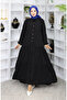 Embroidered Half Button Dress 0059-04 Black