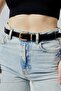 Genuine Leather Women's Belt 2.5 cm Antique Yellow Buckle - 5