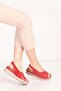 Genuine Leather Short Heeled Laser Cut Sandals Elnr.365