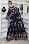 Viscose Fabric Half Button Dress 2044-01 Navy Blue - 2