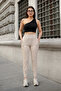 Scuba Diver Jogger Sweatpants High Waist Wide Belt Leg Pleat Detailed