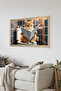 One Piece Wooden Frame Look Cat Printed Mdf 20X30 cm Painting - Model 14