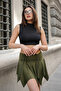 Women's Cross Cut Skirt with Internal Tights Front Back Waist with Drawstring - 5