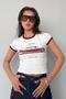 White Printed Ribbed Women's T-Shirt Mg2449 - 7