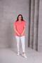 Women's Plus Size Wide Neck Breathable Fabric Coral T-Shirt - 2