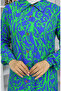 Viscose fabric full-length buttoned patterned tunic 0072-01 cobalt blue green - 4