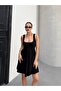 Women's Square Neck Black Mini Dress