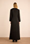 فستان منسوج لامع مع تفاصيل أزرار حجرية - 6