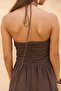 Burnika Bead Detail Brown Linen Dress - 5
