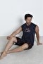 Men's Shorts Zero Sleeve Pocket Pajama Set 100% Cotton New Season - 3