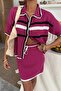 Shirt Collar Skirted Knitwear Suit 10102 - 3
